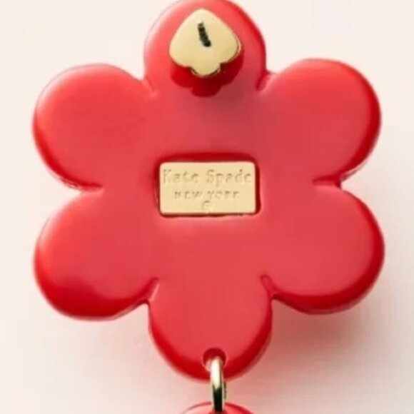 NEW kate spade x Target Holiday Red Linear Floral Earrings NEW in BOX - Picture 4 of 5